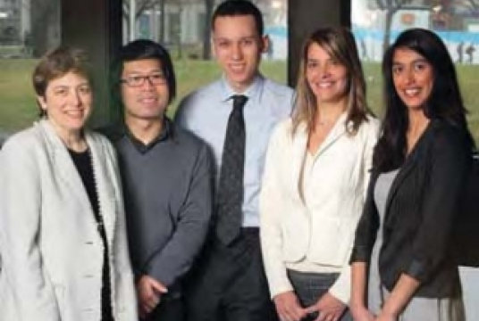 (L-R) Laura Winer,Tommy Chan, Pierre-André Vungoc, Effi Kaoukis and Rittu Sehgal (Photo: Owen Egan, McGill University).