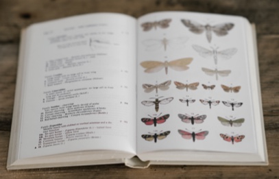 open book with pages of classified butterflies