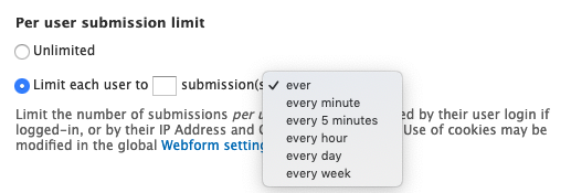 Per user submission limit settings