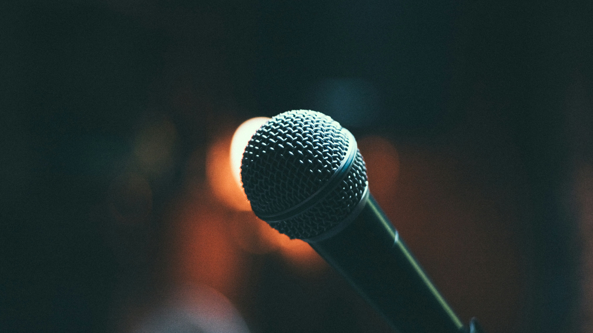 Close up of microphone with blurry background