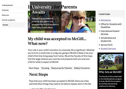 Page with an odd-looking assortment of content blocks