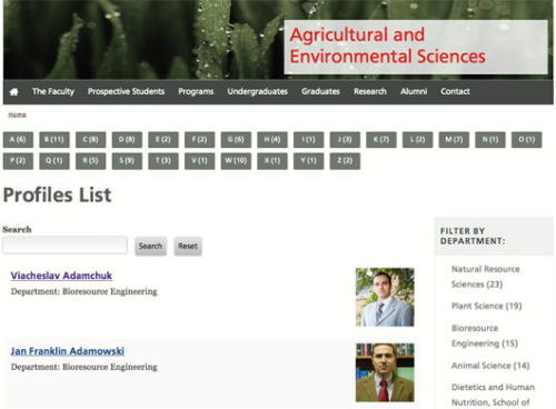 McGill Profiles on the Agricultural and Environmental Sciences website