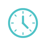 Teal icon of an analog clock