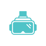 Icon of a virtual reality headset, in turqoise