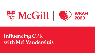 Sign with WRAH logo and event name, Influencing CPR with Mel Vandersluis