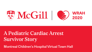 Slide with WRAH logo and text: A Pediatric Cardiac Arrest Survivor's Story