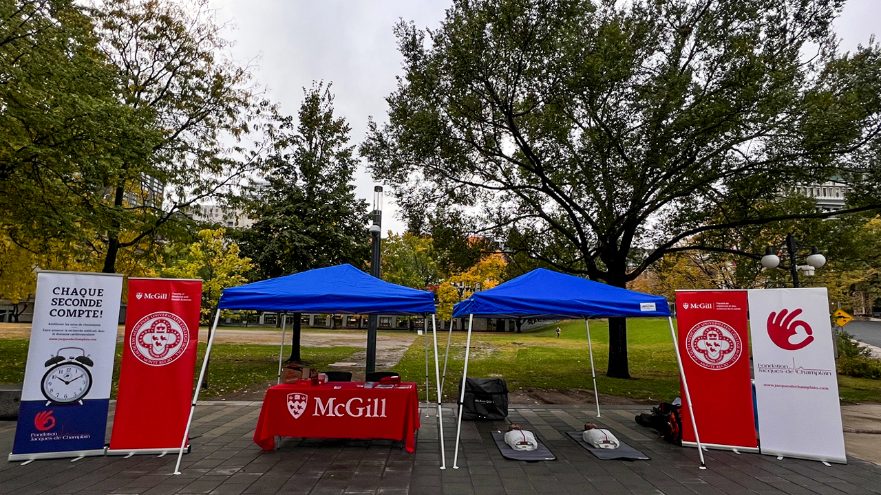 CPR booth at the downtown McGill campus
